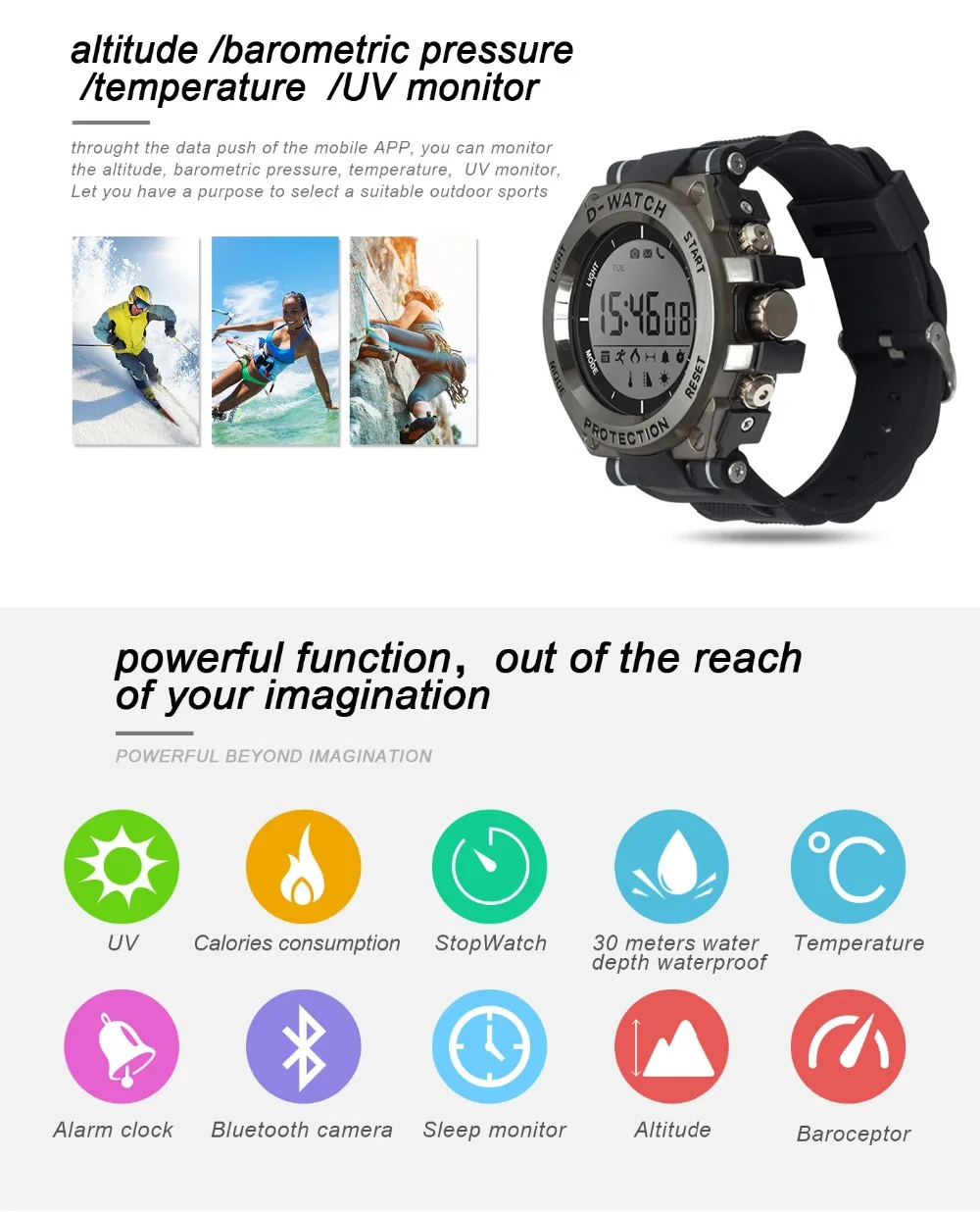 01C Outdoor Sports Bluetooth Smart Watch IP68 Waterproof Smart Watch Brace Support Heart rate meter Step Long standby