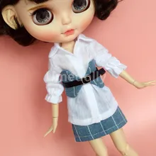 1 комплект, модная юбка кукла 1/6+ белая рубашка+ пояс, одежда для Blyth, Azone, Licca, Barbies, Одежда для куклы