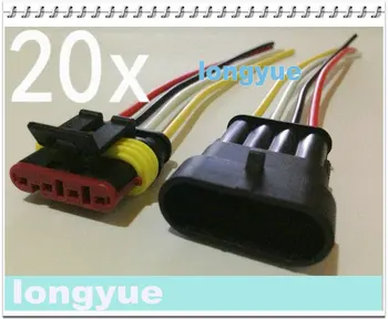 

longyue 20sets 4 Pin Waterproof Electrical Wire Connector Plug Motorcycle Car Marine 10cm