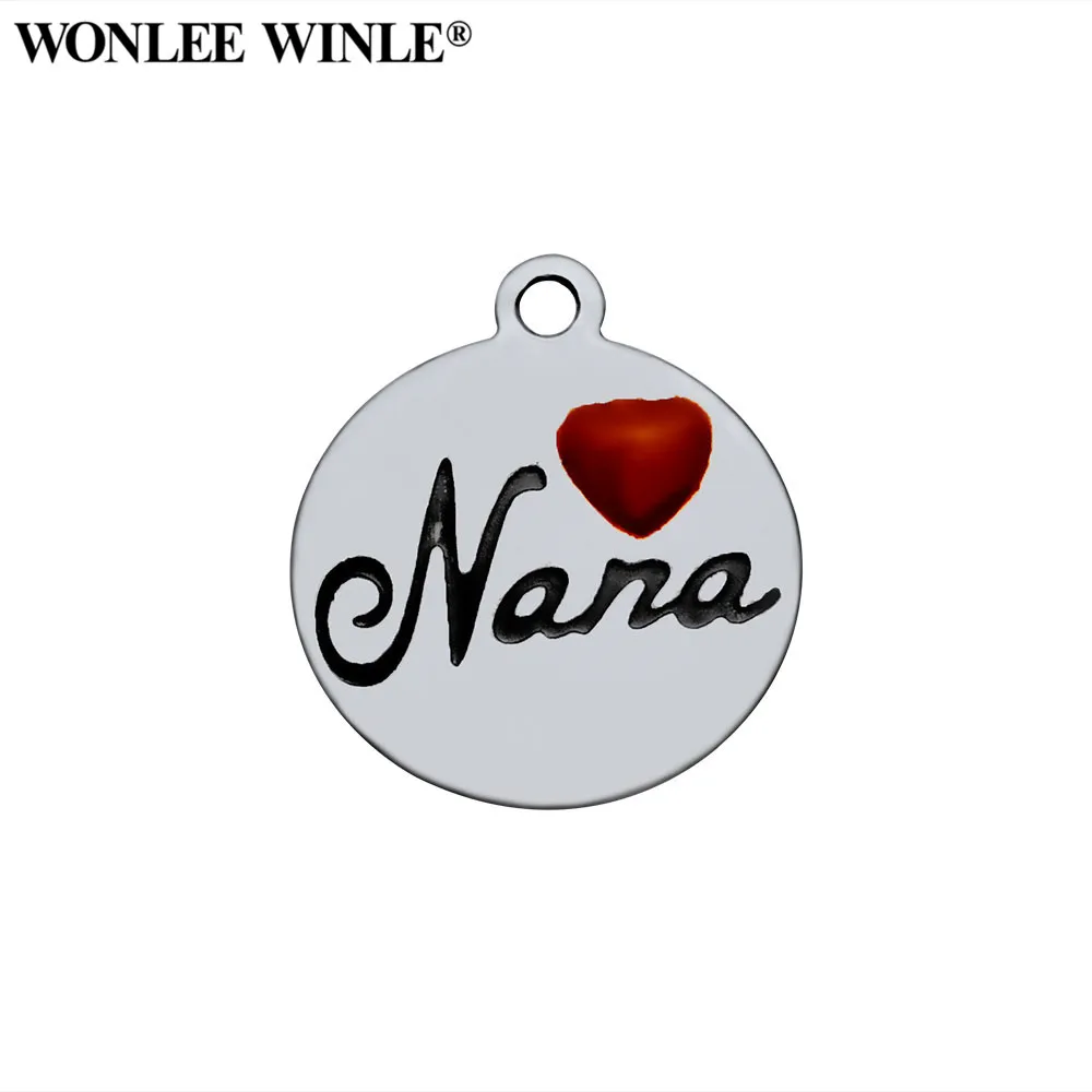 Wonlee Winle DIY 316l нержавеющая сталь любовь Нана круглое очарование подвески для