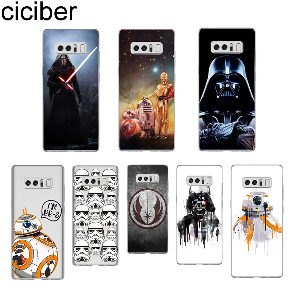 

ciciber Coque Capinhas Star Wars BB8 Darth Vader For Samsung Galaxy NOTE 9 8 3 4 5 Soft Silicone Clear TPU Phone Cases Fundas