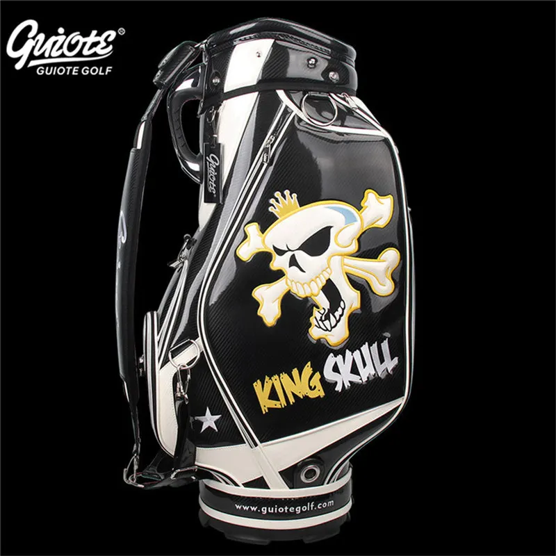 [2 цвета] KING SKULL& X-Bones Golf Caddie сумка для клюшек PU кожаная сумка для гольфа с дождевиком 5-way для мужчин и женщин