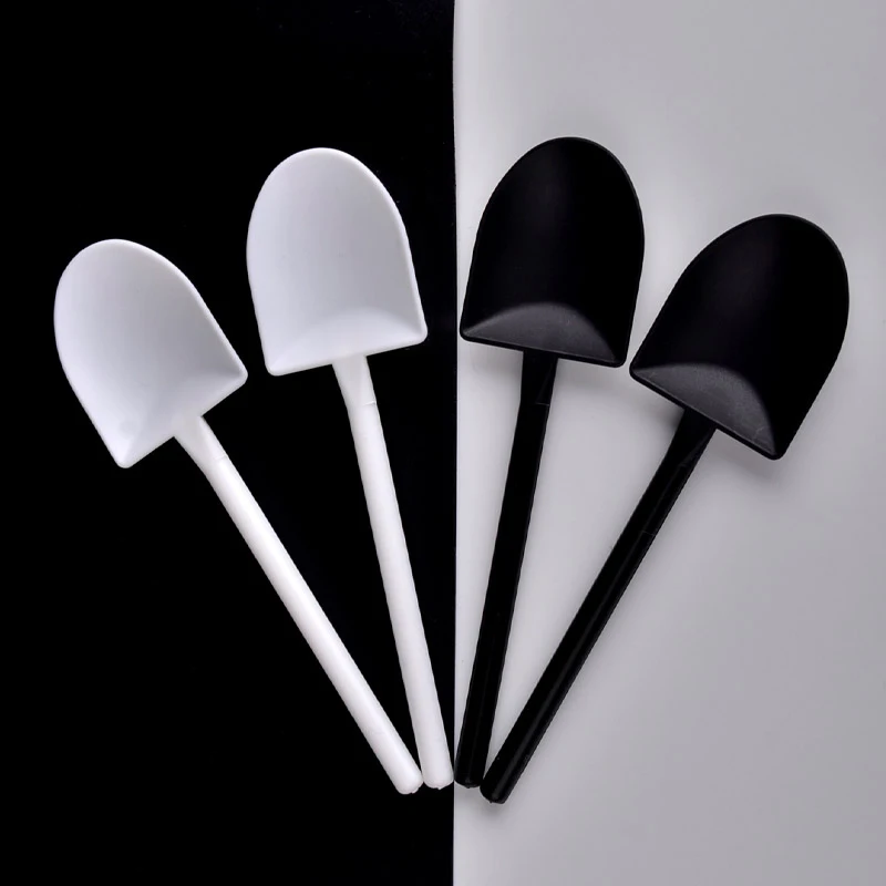 12.5cm Plastic Ice Cream Spoon MINI Shovel Design Black/White Dessert