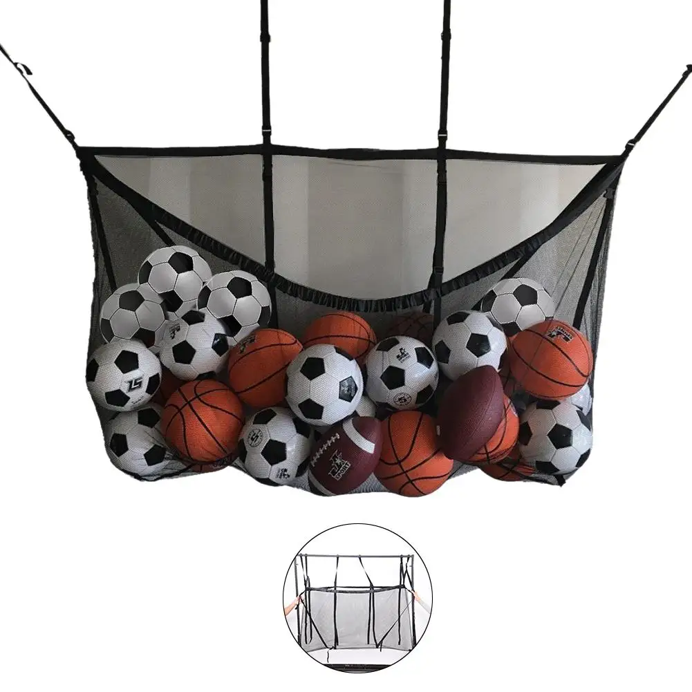 Durable Large Capacity Football Basketball Storage Bag Hook Mesh Net