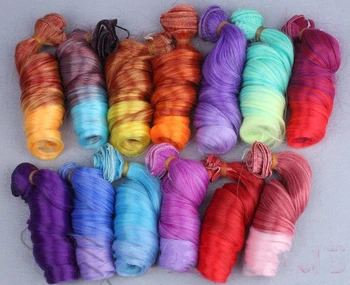 

1pc Gradient Color DIY Doll Hair For Monster High Doll DIY High-temperature Wire Handmade Curly Wigs Hair Curls Row