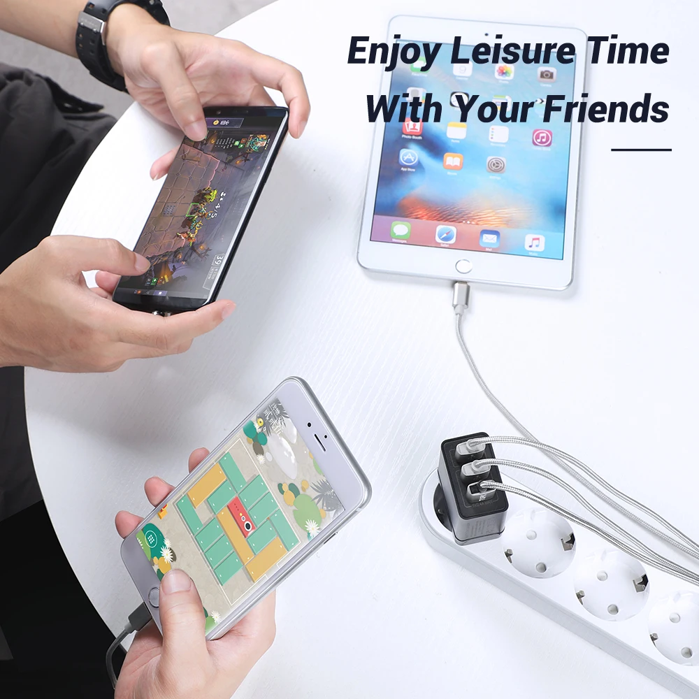 Быстрое зарядное устройство TOPK B354Q с 3 портами USB 30 Вт многофункциональное для iPhone