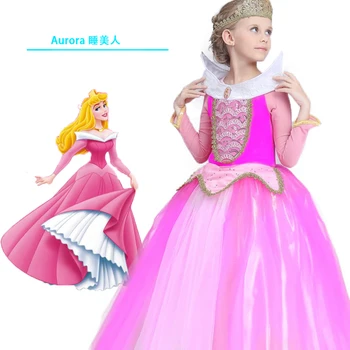 

Christmas Kid Sleeping Beauty Aurora cosplay costume princess Aurora dresses for girls Halloween Costume tulle long party dress