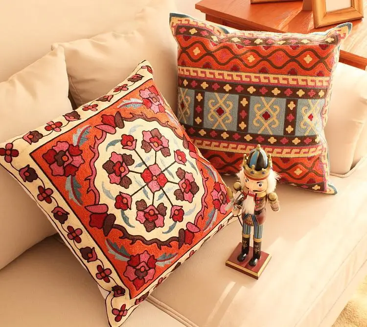 

Geometric Embroidered Cushion Cover Home Decorative Pillows Case Embroidery pillowcases Embroidered Throw Pillows For Sofa