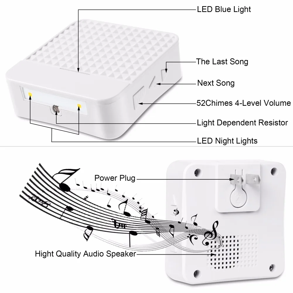 Solární bezdrátový doorbell nízko energie domácí IP65 vodotěsný 300M dveře zvon chime outdoorové doorbells