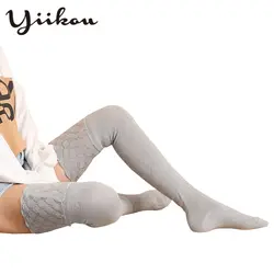 YIKOU женские осенние зимние Южная Корея трехмерные кружевные носки женские девочки Нескользящие дымоход длинные носки без пятки lnrrab