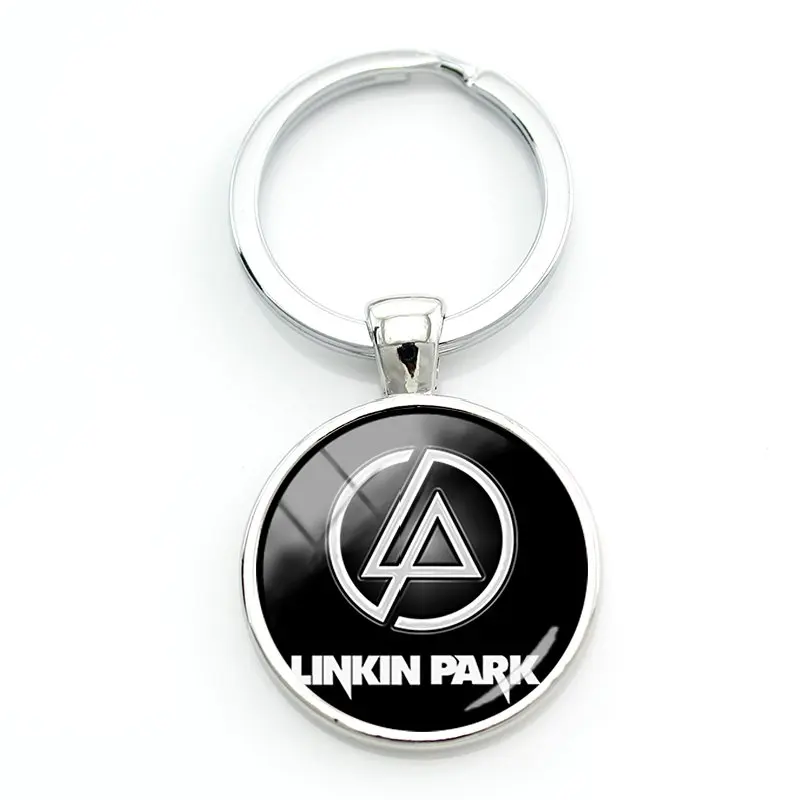 JWEIJIAO, модный брелок Linkin Park, рок-группа, логотип, цепочка для ключей, круглый стеклянный габошон, Купольные вентиляторы, индивидуальные Сувенирные ювелирные изделия LK21 - Цвет: LK20