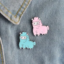 1 Uds broche de metal de oveja de animales de dibujos animados Pines de botón denim alfiler para chaqueta joyería pins de decoración para la ropa prendedores de solapa