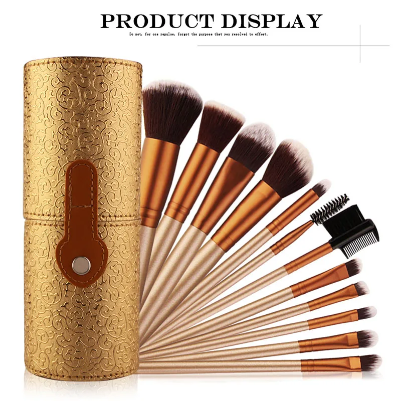 

12 Pcs Makeup Brushes Set With Holder Foundation Powder Contour Blush Brush Travel Cosmetic Tools HJL2018