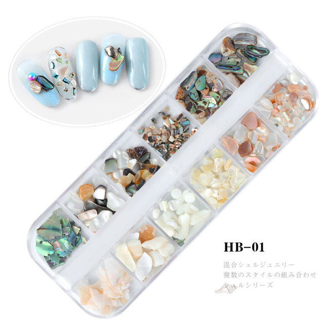 Mixed 3D Abalone Shell Irregular Stone Nail Art Decorations Set UV Gel Flake Slider Nails Shimmer Pearl Manicure Polish Tools