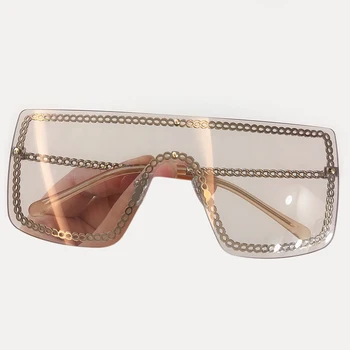 

Oversize Square Sunglasses Women 2019 Luxury New Designer Gradient Sun Glasses Big Frame Shades With Chain Eyewear UV400