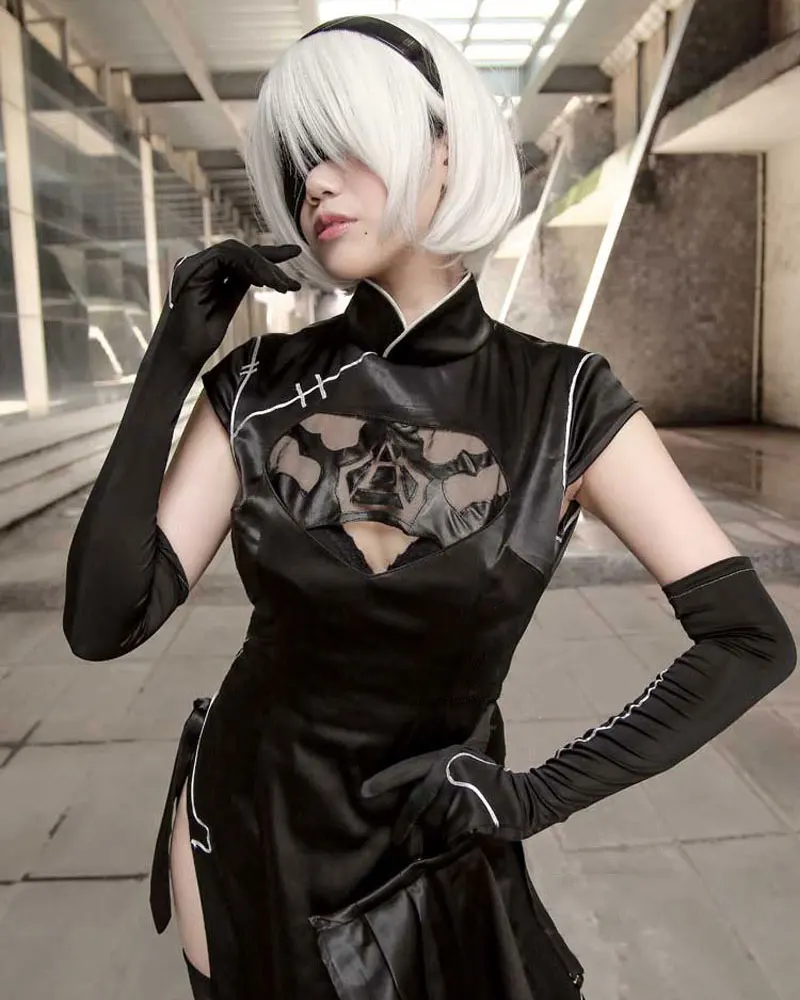 Новая игра Косплэй НИР: автоматы YoRHa 2B № 2 Тип B Cheongsam Сексуальная Униформа Женские туфли черного цвета Косплэй костюм адаптируемые под требования заказчика