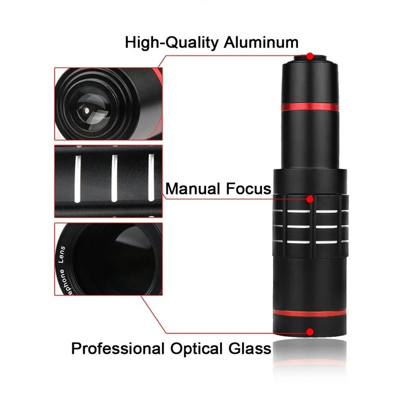New Universal Clips18x Optical Telephoto Lens Telescope Zoom Lens with Tripod For iPhone 6 7 8 Plus Samsung S7 S8 Mobile Lenses