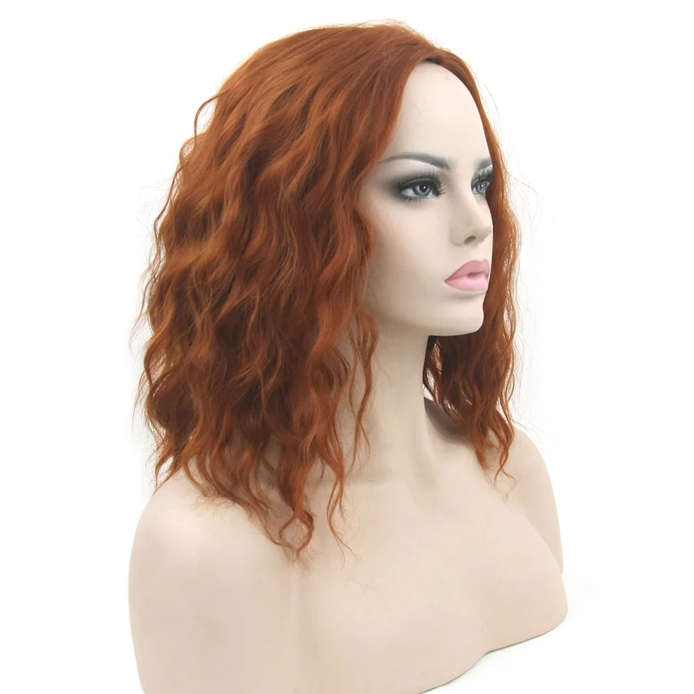 Delice Mujeres Afro rizado Bob peluca parte media pelo sintético negro naranja Cosplay pelucas cortas