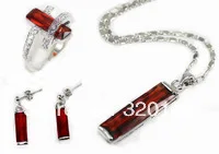 

Valentine's Rhinestone Austrian Crystal Choker Necklace Earring Set Red Pageant Silver gold plated Jewellery sets Fast shipping