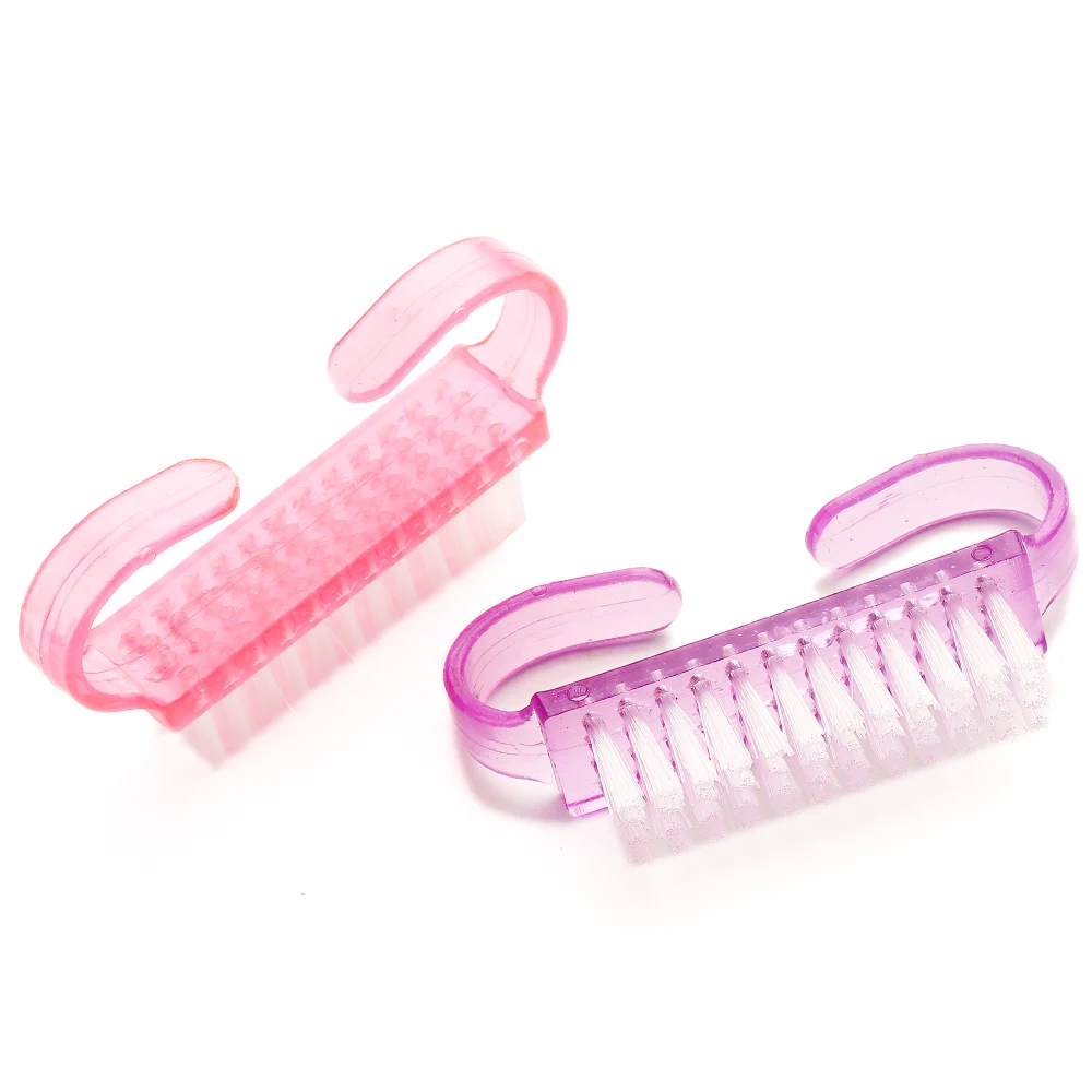 

2Pc Cleaning Nail Brush Pink Purple Color Clean Tools For Acrylic & UV Gel Dust Remove Professional Tips