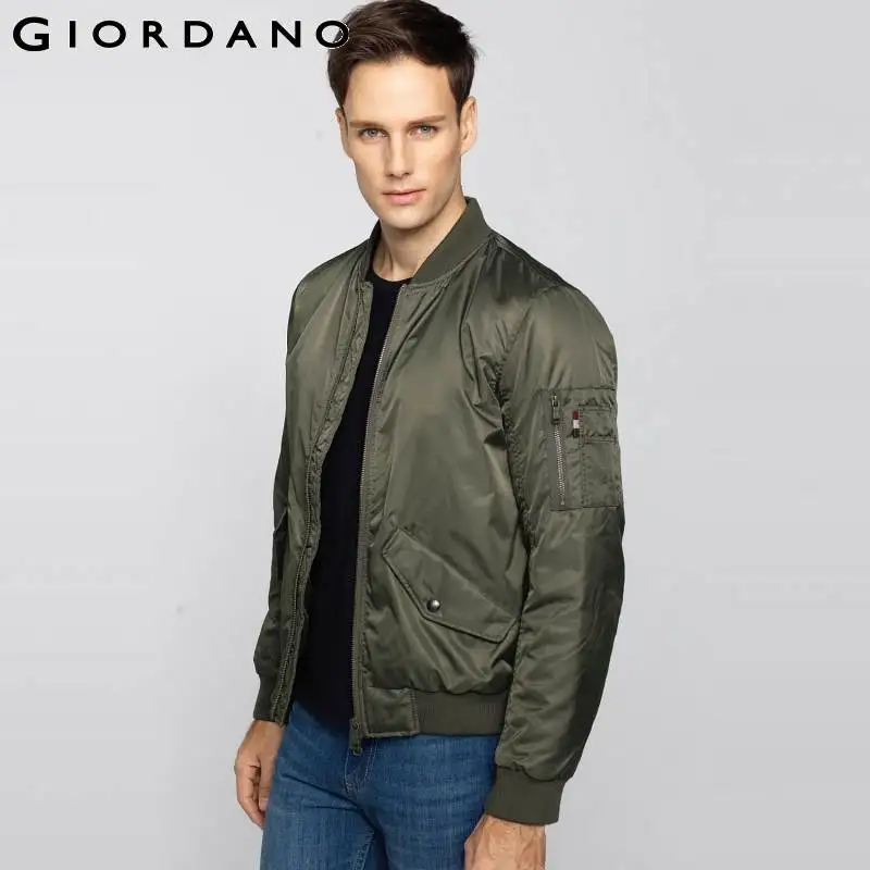 Giordano Men Jacket Quilted Bomber Jackets Long Sleeves
