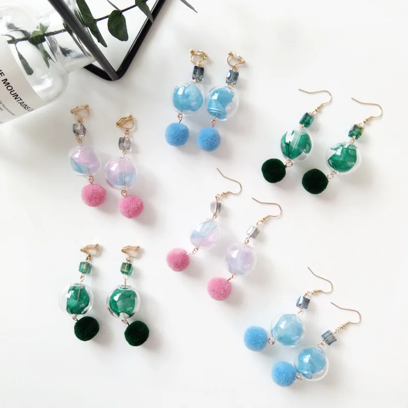 Buy Long Transparent Bubbles Earrings Glass Ball