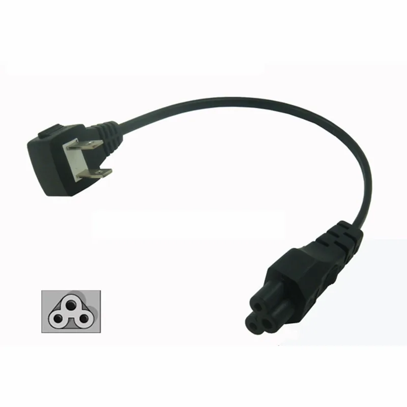 

2-Slot Non-Polarized Power Cord ( IEC320 C5 To Nema 1-15P ) Laptop Computer Portable Power Short Cable Angled
