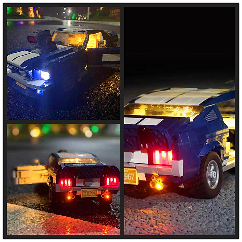 

Legoing technic Ford Mustang light 10262 Aston Martin Technic Series Race Car Building Assembled Blocks Bricks Enlighten Toys