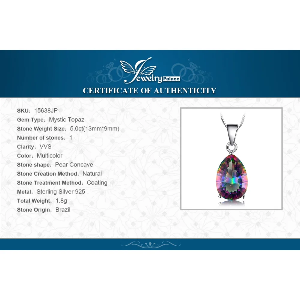 Драгоценная Подвеска в виде груши 5ct Natura Rainbow огонь Мистика топаз кулон Твердые