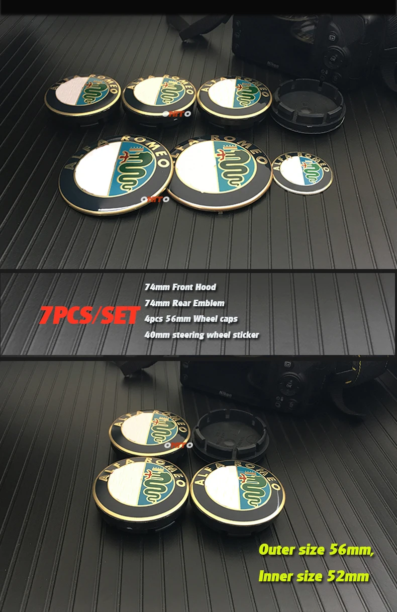 7 шт. Золотой логотип ALFA ROMEO автомобиля капот/задний/руль эмблема значок наклейка для Mito 147 156 159 166 GT Brera 7,4 см 6 см 2,5"