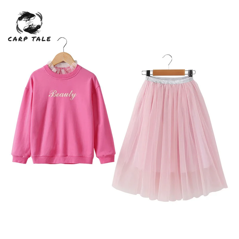 

Girls Skirt Set 2019 Spring Fashion Children's Wear Pink Princess Dress Spring and Autumn Children's Clothing Girl Two-piece Set