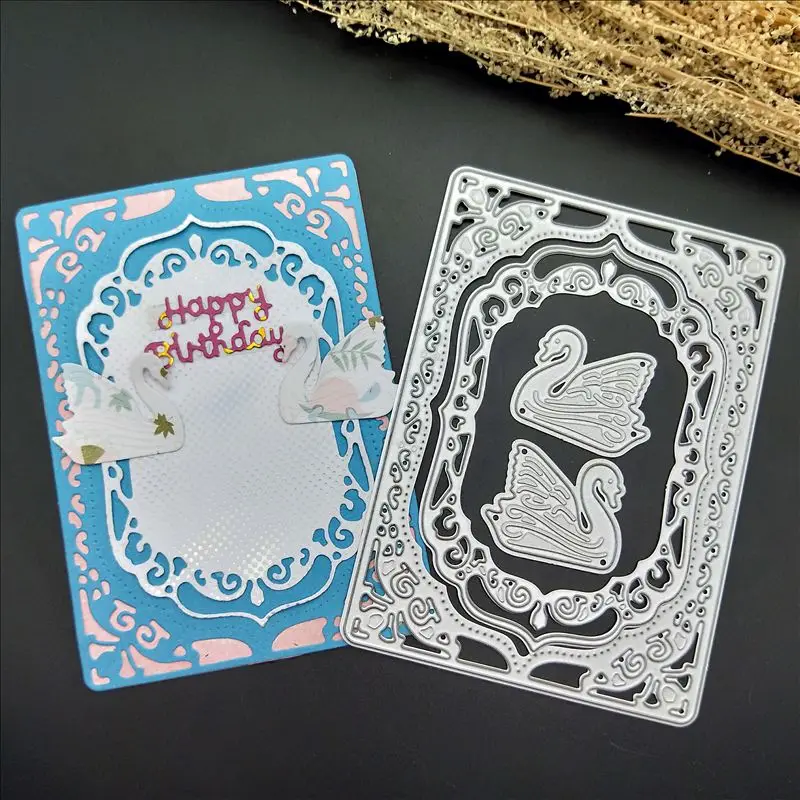 Buy Swan embossed border cutting die paper metal die