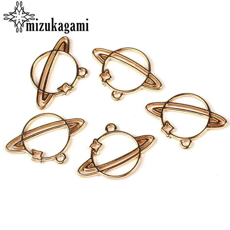 

10pcs/lot Zinc Alloy Gold Hollow Planet Stars Charms UV Resin Charms For DIY Jewelry Making Finding Accessories