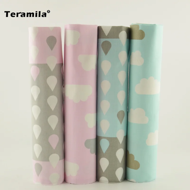 Teramila 4 шт./лот 40 см * 50 синяя розовая хлопчатобумажная ткань для домашнего текстиля