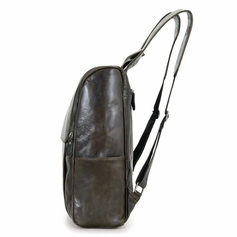 JMD Новое поступление натуральная из яловой кожи мужские ноутбук рюкзак серый цвет школьная сумка 7344J