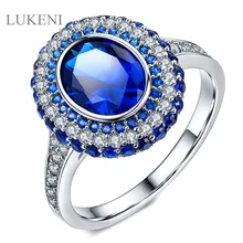 LUKENI New Design Luxury Micro Set Cubic Zircon Geometric Blue Zircon Rings For Girl To Gift Jewelry