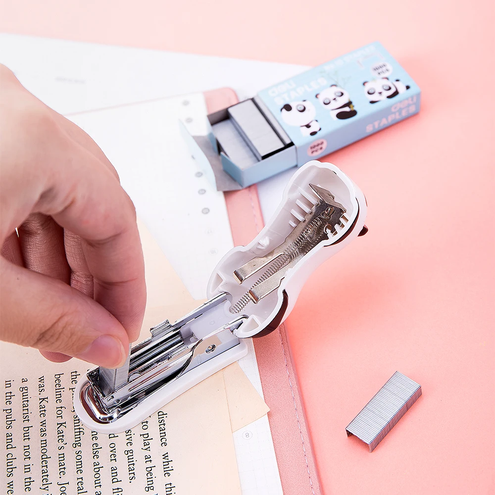 DELI Mini Stapler Panda deli 0453 1 Set with staples cute stapler stationery office supply School accessories