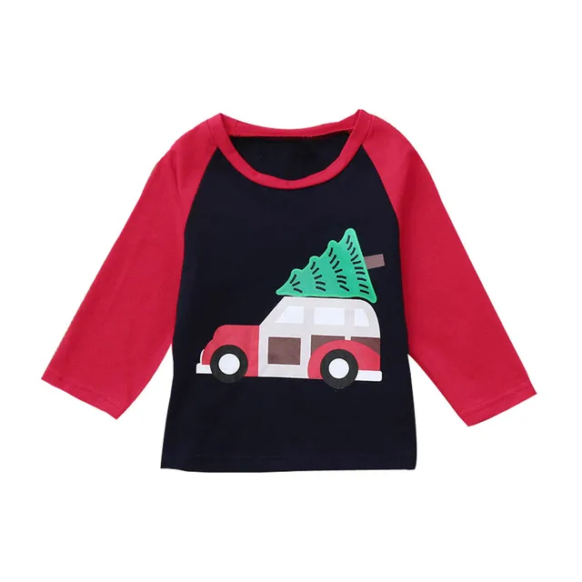 Toddler Baby Kids Girl Boy Car Print T shirt Tee Tops Christmas Clothes