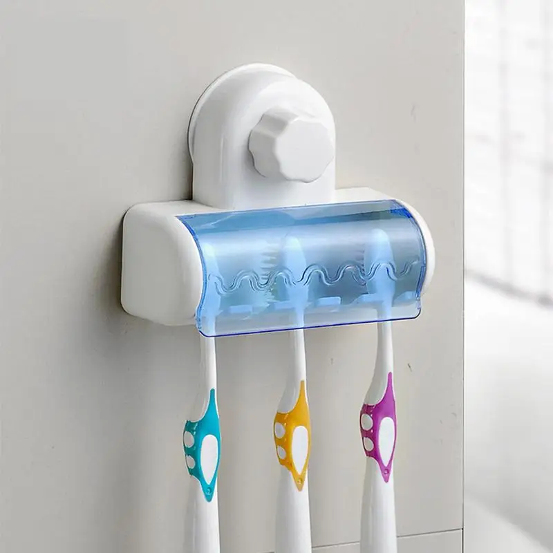 

Easy Installion Wall Mount Suction Cups Toothbrush Holder Creative 5 Toothbrush Stand Bathroom Tool Bathroom Rack