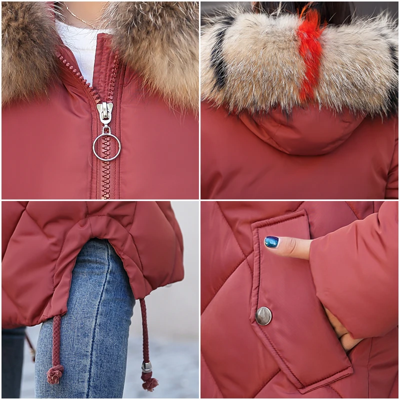 2018 New Arrival Winter Jacket Women With Colorful Fur Hooded Womens Jackets Winter Outwear Long Female Coat Parka Slim