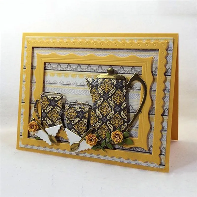 DiyArts Dies Cutting Coffee Drink Set Dies Metal Cutting Dies Paper Craft Die Cut for Scrapbooking Card Making Album DIY