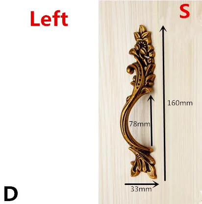 3 шт. европейские антикварные ручки для шкафа, дверные ручки ящика, мебельные аксессуары - Цвет: D