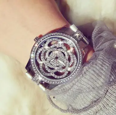 

New Luxury Crystal Lady Watch Women Gold Dress Wristwatch.Fashion Quartz Rhinestone Watches Female Clocks Silver Watch Women B25