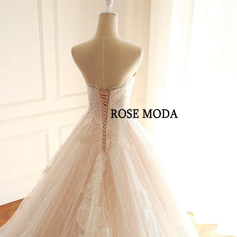 Роза Мода роскошное румяное розовое свадебное платье французское кружевное свадебное платье es со шлейфом на шнуровке сзади свадебные платья