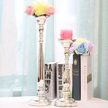

Silver Flower Vase for wedding decoration Candle tea light holder candle silver Candlestick holder Wedding gifts Home decoration
