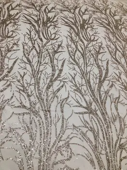 

yaking-1.2016 glued glitter print african mesh tulle lace 5yards for evening dress