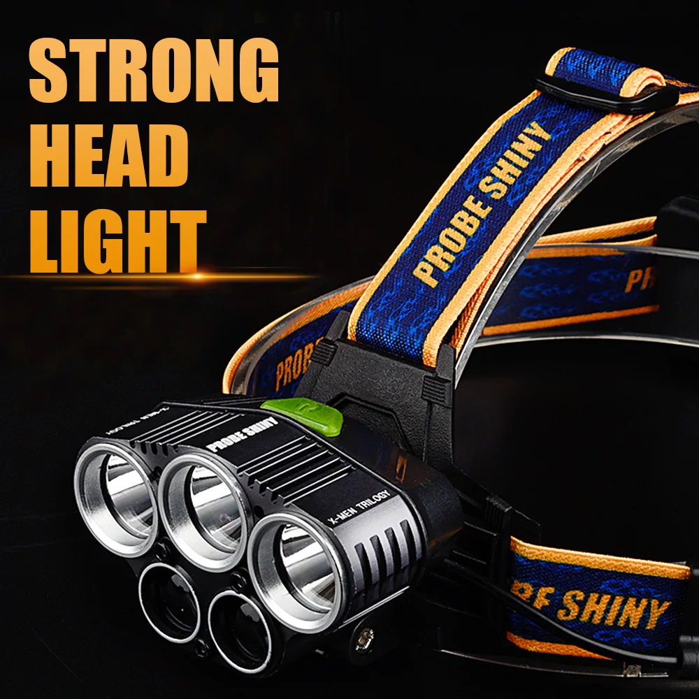 Koop Super Koplamp LED USB Oplaadbare 5 Led Zaklamp Koplampen Zaklamp 18650 Batterij Hoofd Lamp Lantaarns Vissen Camping Light S45
