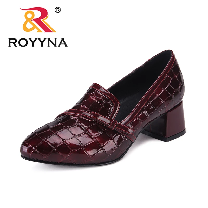 

ROYYNA New Fashion Style Women Pumps Pointed Toe Femme Office Shoes Square Heels Female Formal Shoes Slip-On Lady Wedding Shoes