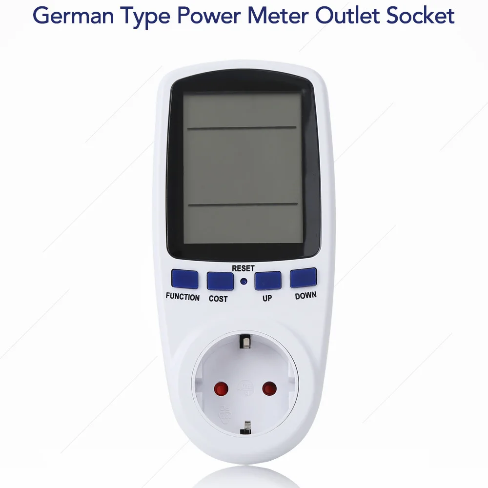 

German Type EU Digital Power Meter Volt Voltage Wattmeter Power Analyzer Electronic Power Energy Meter Measuring Outlet Socket