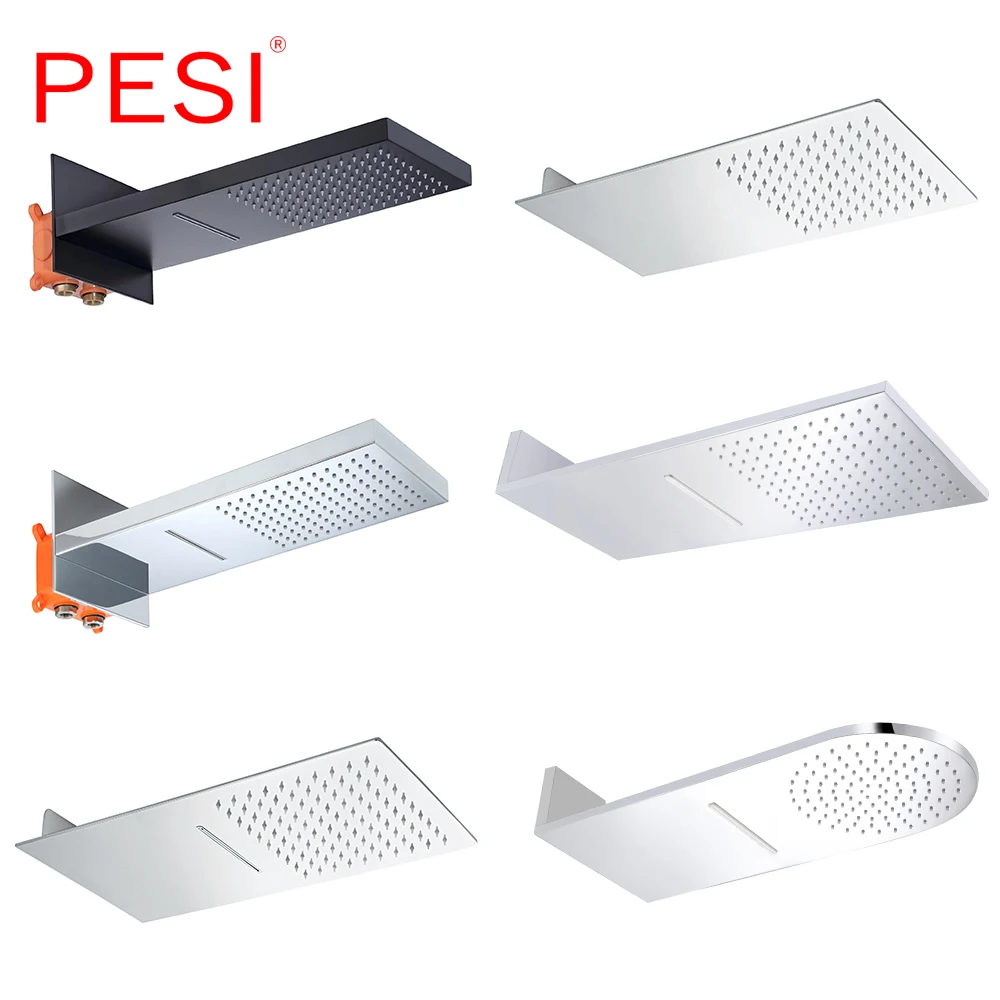 

Round & Square Brass or SUS 304 Ultra-thin Showerheads 2 Funtion Rainfall Shower Head Rain Shower Chrome or Matte Black.